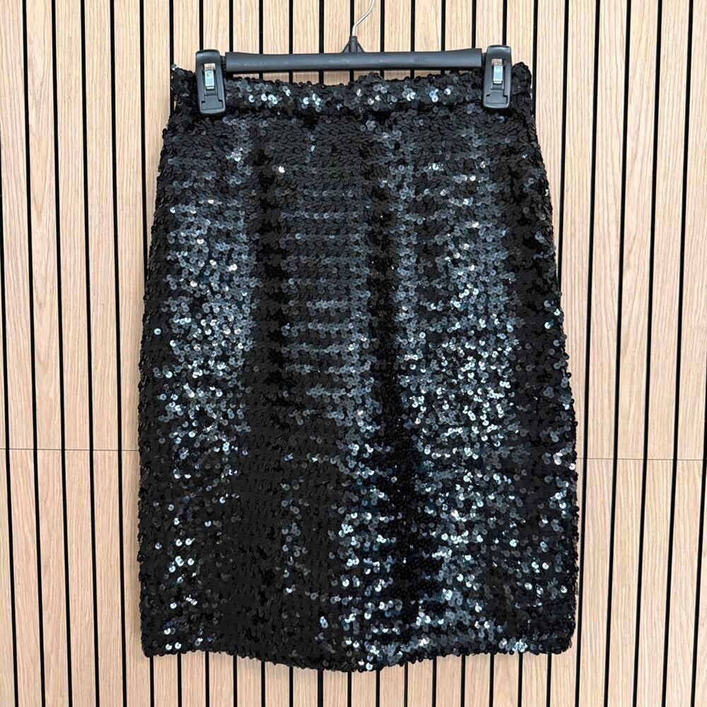 048 Charles Glueck Vintage NITESPORT Black Sequin Skirt (Size 4, EUC)